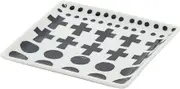 TAMAKI T-836958 Block Print, White, Diameter 5.0 x Depth 5.0 x Height 0.6 inches (12.8 x 12.8 x 1.6 cm), Microwave and Dishwasher Safe, Made in Japan