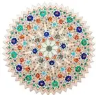 30" White marble corner side Table Top pietra dura inlaid marquetry work