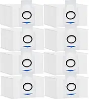 8Pieces Vacuum Cleaner Bags for Ecovacs Deebot X1 Omni, X1 Plus, T10 Omni, T10 Plus, T20 Omni, X & T Series Large 3.3L Capacity Dust Bags Replacement (8 Pack)
