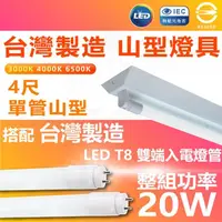 在飛比找momo購物網優惠-【台灣CNS認證 台灣製造】3入 LED山型燈具 單管 4尺