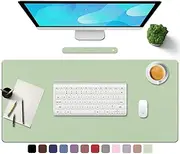 TOWWI PU Leather Desk Pad with Suede Base, Multi-Color Non-Slip Mouse Pad, 32” x 16” Waterproof Desk Writing Mat, Large Desk Blotter Protector (Light Green)