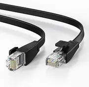 CableCreation Cat 6 Ethernet Cable 6.6FT High Speed Flat Internet Cable for Outdoor & Indoor Support CAT6 Network Solid Slim Flat Cord Black for Gaming, Router, Modem, PC, PS4, PS5