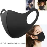 6PCS Face Mask Washable Reusable Protection Cover Breathable Mouth Masks Black a