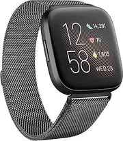 Reayou Metal Bands for Fitbit Versa 2 & Fitbit Versa & Fitbit Versa Lite Edition Band, Stainless Steel Loop Metal Mesh Replacement Sport Strap Bracelet Wristbands for Women Men