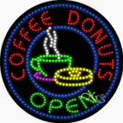 NEW “COFFEE DONUTS OPEN" 26x26 SOLID & ANIMATED LED SIGN w/CUSTOM OPTIONS 21315