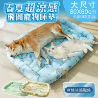 在飛比找樂天市場購物網優惠-大尺寸 春夏超涼感橢圓寵物睡墊(80X60cm) 中大型寵物