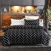 Black White Quilt Cover/Duvet Cover/Doona Cover Set M331 (Queen)