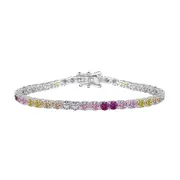 ANYCO Bracelet Rainbow Adjustable Zircon Tennis Chain Bracelet 18cm Jewelry Women Multicolored S925 Silver Iced Out Diamond Tennis Bracelet