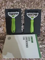 2 Undercoat Rake for Dogs & Cats - Double Sided Comb for Detangling and Removin