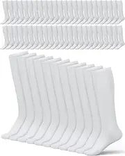 [Shihanee] 50 Pairs Men's Knee High over the Calf White Softball Socks Size 10-13 Compression Tube Socks Long Field Hockey Socks for Youth Adult Baseball Football Soccer Sports, White, 10-13