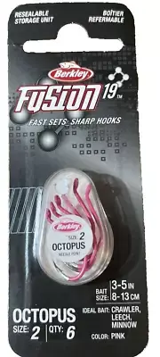 Berkley Fusion 19 Octopus Hook Pink #1405815 Size 2-1pk of 6pcs-New-SHIPS N 24HR