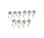 WHOLESALE 10PC 925 SOLID STERLING SILVER BLUE CHALCEDONY RING LOT H950