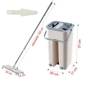 OZNALA Flat Mop Bucket Rotating Self Wash Cleaning Wet and Dry Pads 360 Rotating Microfiber Mop Head - 10 Pads