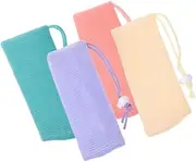 [HAMPPLIES] 4Pcs Bags Mesh Pouches for Bar Soap Shampoo Bar Wash Gentle Exfoliating Scrubber Pouches with Hanging Design for Bathroom Storage and Quick Drying