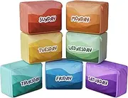 [Sharing the Road] Packing Cubes for Kids & Baby Days of the Week 7 Set Daily Outfit Suitcase Organizers for Boys and Girls Summer Camp, Cruise, and Family Vacation (Large)