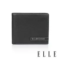 在飛比找ETMall東森購物網優惠-【ELLE HOMME】ELLE真皮3卡上翻3窗格 短夾/皮