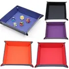 PU Leather Folding Dice Rolling Tray Desktop Storage Box Dice Plate Table Game