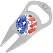 Watercolor USA Flag Golf Ball Marker Divot Repair Tool Bottle Opener