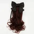 Hairpiece Hair Extensions Children Curly Ponytail Wig Red Bows Knot Ponytail