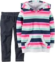 [Carter's] Carters Baby Girls 2-Piece Hooded Pullover & Jeggings Set Multi Stripe 9M