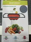Silicone Collapsible Colander Set of 3: round 2 qt, 4 qt, rect 6 qt over sink