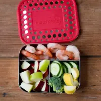 在飛比找Yahoo!奇摩拍賣優惠-美國LunchBots《食品級不鏽鋼分隔便當盒／矽膠蓋Ben