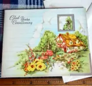 GET WELL Vintage Card 40/ 50's unused*Glad YOU'RE CONVALESCING* die-cut frame