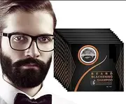 Black Beard Coloring for Men - Instant Darkening Shampoo for Beard, Mustache, Sideburns, and Facial Hair (10 Pack)