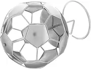 Football Pen Holder Football Pen Cup Pencil Holder Metal Bucket Metal Bucket with Handle for Office Desk Trinkets Pencil Cup Soccer Ball Display Case Silver Stainless Steel