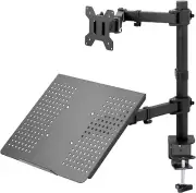 VIVO Black Fully Adjustable 13 to 32 inch Single Monitor Laptop Desk Mount Combo