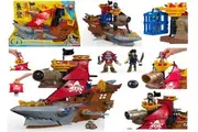 Fisher Price Imaginext Shark Bite Pirate Ship New Toy Ball Sword Helmet Fire