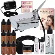 Belloccio AIRBRUSH Dark FOUNDATION MAKEUP SYSTEM Compressor Blush Bronzer Kit