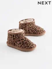 Animal Print Faux Fur Lined Water Repellent Pull-On Suede Boots (E40064) | $55 - $63