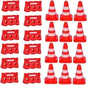 Gogogmee Roadblock Traffic Sign Toys 36pcs Mini Barricade Models Simulation Barricade for Boys and Girls Promote Imaginative Play Learning