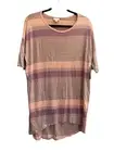 NWT Lularoe XS Irma Tunic Top Mauve Green Stripes Scoop Neck High Low #3643