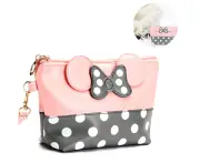 Energy power Leather Travel Makeup Handbag, Cute Portable Cosmetic bag Toiletry Pouch for Women Teen Girls Kids - Pink