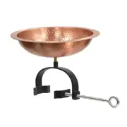ACHLA Hammered 12" Birdbath Over Rail Bracket, Satin Copper - BBHC-02T-OR2