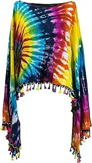 [CCcollections] Tie dye Groovy Colors 2in1 Poncho Wrap Shawl Bohemian Hippie Festival Beachwear