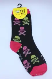 Foozys Kids Socks Crew Skulls and Crossbones Children Size 6-8.5