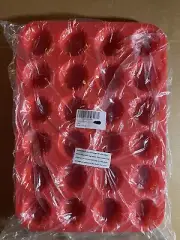 Silicone Muffin Pan Mini 24 Cups Cupcake Pan-Red