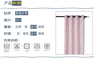 【優選百貨】網紅粉色圖案滌綸窗簾現代簡約風羅馬圈打孔遮光窗簾