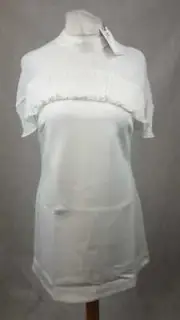 Asos Pleat Chiffon Ruffle Top White UK 12 LN017 GG 17