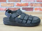 Men's SAS Endeavor Adjustable Strap Hook & Loop Black Leather Sandal *3735829