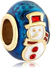 [ShinyJewelry] Merry Christmas Snowman Charm Gold Plated Beads for Charms Bracelet