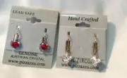 Vintage Pizzazzu Pierced Dangle Earrings Austrian Crystal and Clear CZ Gem NWT
