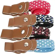 [SHERCHPRY] Elastic Boys and Girls Belts 4 Pack Child Waist Belts for Boys Girls Fashionable Button Belts Comfortable Fit for Jeans Skirts Pants Blouses Dresses