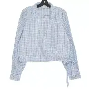 NWT American Eagle Top Wrap Preppy Cottage Coastal Boho Coquette Stripe Blue XXL