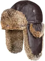 [OZWEAR UGG] Vintage Rodeo Leather Rabbit Fur Aviator Hat (L/XL) Brown