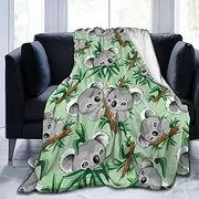 Blanket Cyan Koala Throw Blanket for Sofa Bed Couch Soft Warm Microfiber Fluffy Picnic Blanket Fleece Blanket Gifts for Women Kids Teens Adults 180x220cm