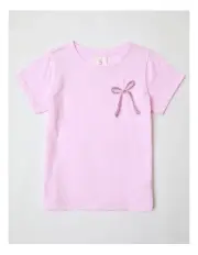 [Milkshake] Bow Sequin T-shirt in Pink